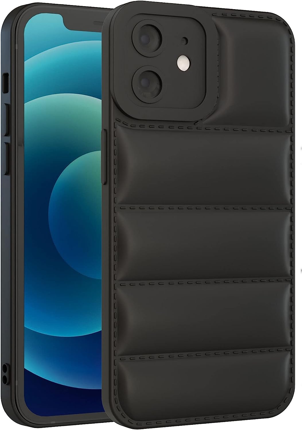 YellowCult Ultra Soft Touch Plush Down & 3D Protective Shockproof Puffer Airbag Silicone Back Cover Case for Apple iPhone 12 (6.1 Inch) (Midnight Black) (B0CCL9YSCL) Amazon Price History, Amazon Price Tracker