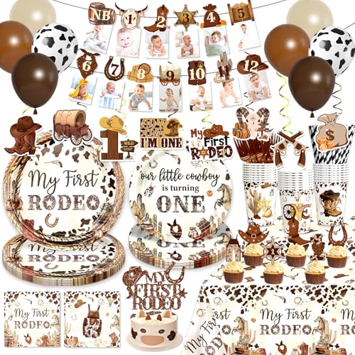 180 PCS My First Rodeo Decorations Boy, First Rodeo Birthday Deco...