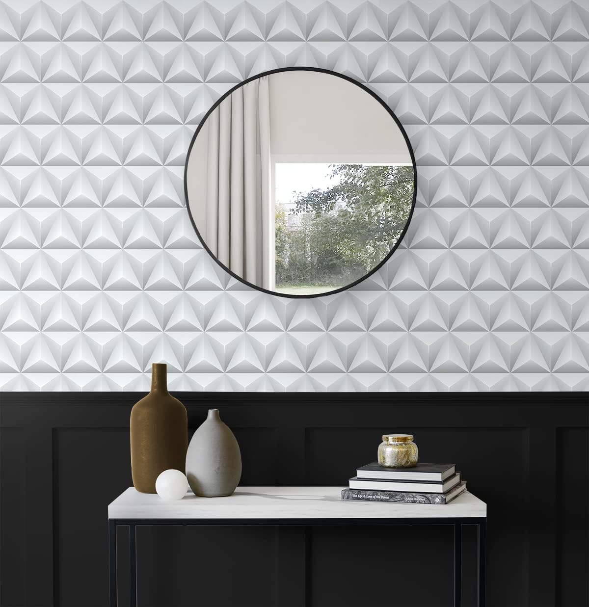 NextWall Faux Triangle Origami Peel and Stick Wallpaper