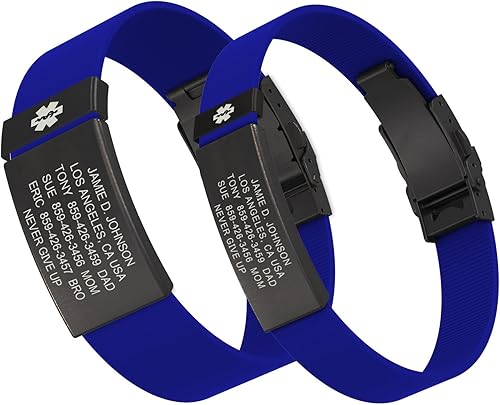 Road ID Pulsera de identificación médica personalizada - Pulsera de identificación premium con insignia de alerta médica - Cierre de silicona, disponible en Yaxa Colombia