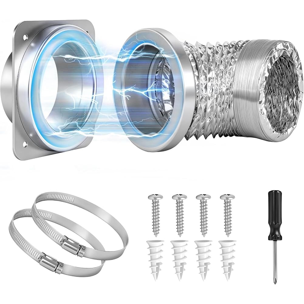 Hndhbfgrt Magnetic Dryer Vent Kit Quick Connect, 3.3FT Hose, Airtight Seal& Reinforced Wall Connector for 4" Dryers Hold