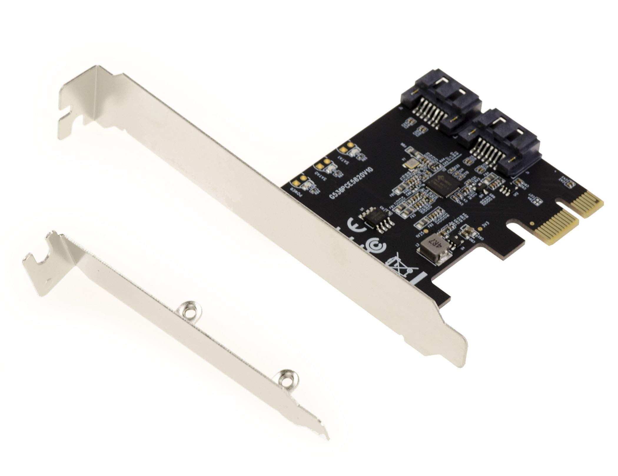 KALEA-INFORMATIQUE Karta kontrolera PCI Express PCIe typu 3.0 do 2-portowego SATA z chipsetem JMB582 o wysokim i niskim profilu