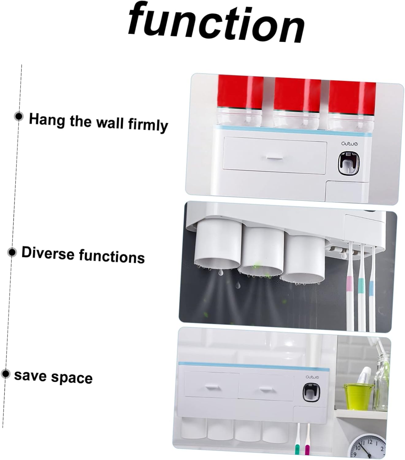 1pc Wall-Mounted Toothbrush Holder Adhesive Bathroom Cosmetic Organizer Material Space-Saving Design for Easy Installation Includes Toothbrush Slots and Cups