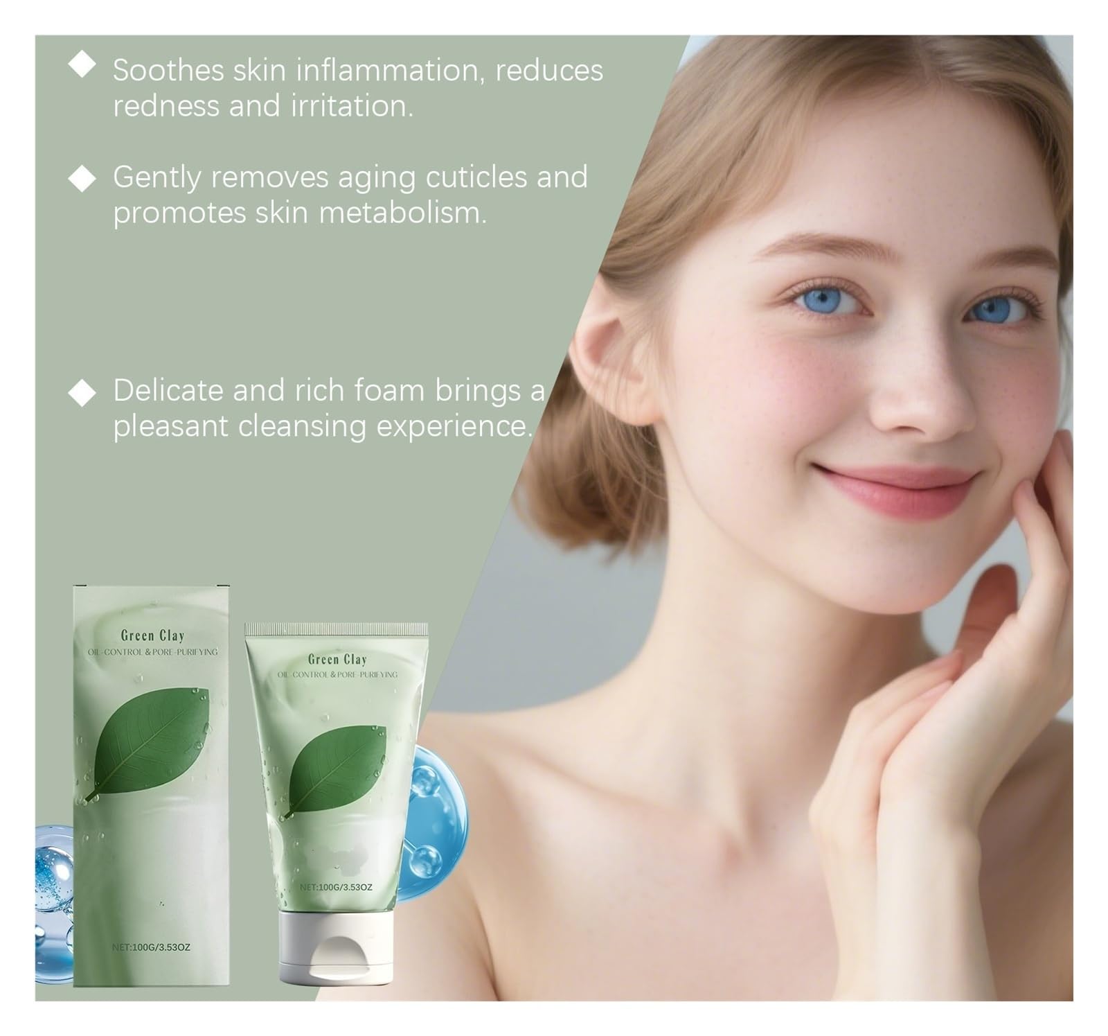 Crema Detergente Centella Asiatica 100 G, For La Pulizia Quotidiana Che Lascia La Pelle Chiara, Idratata E Liscia(3pcs)