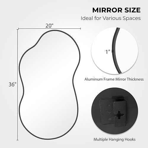 Miniatura 5 de WallBeyond Espejo de pared irregular, espejo asimétrico con marco de aleación de aluminio, espejo de pared decorativo para sala de estar,