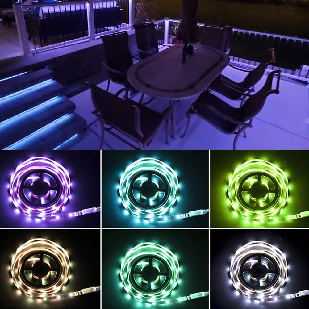 Tiras Luces Led Con Mando A Distancia Luces Led Bluetooth Doble Control Con Mando A Distancia Por Infrarrojos Y Aplicaciones Bluetooth Múltiples Modos Cambio Luz Ambiental Fondo De TV(Waterproof,10m 3