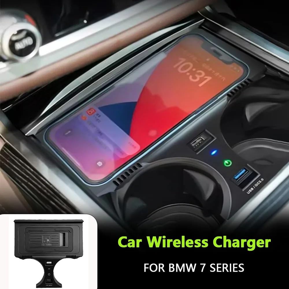 Chargeur sans fil rapide for voiture, compatible avec BMW série 7 730 2017 – 2021, Charge rapide du téléphone, support de téléphone portable, Plug And Play, accessoires d'intérieur