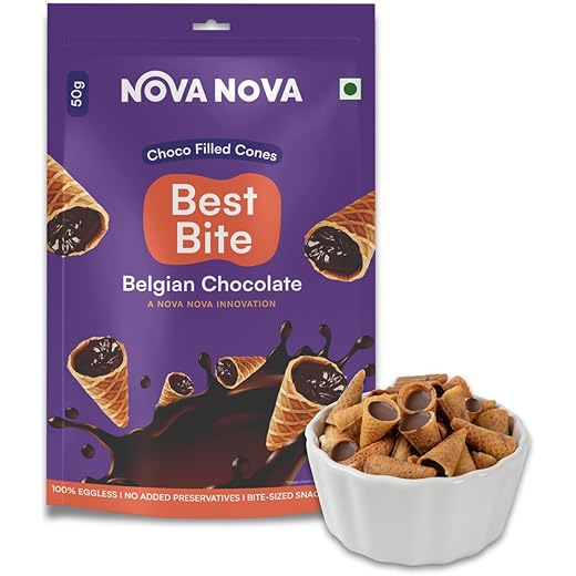 Nova Best Bite Choco Filled Cones 50g