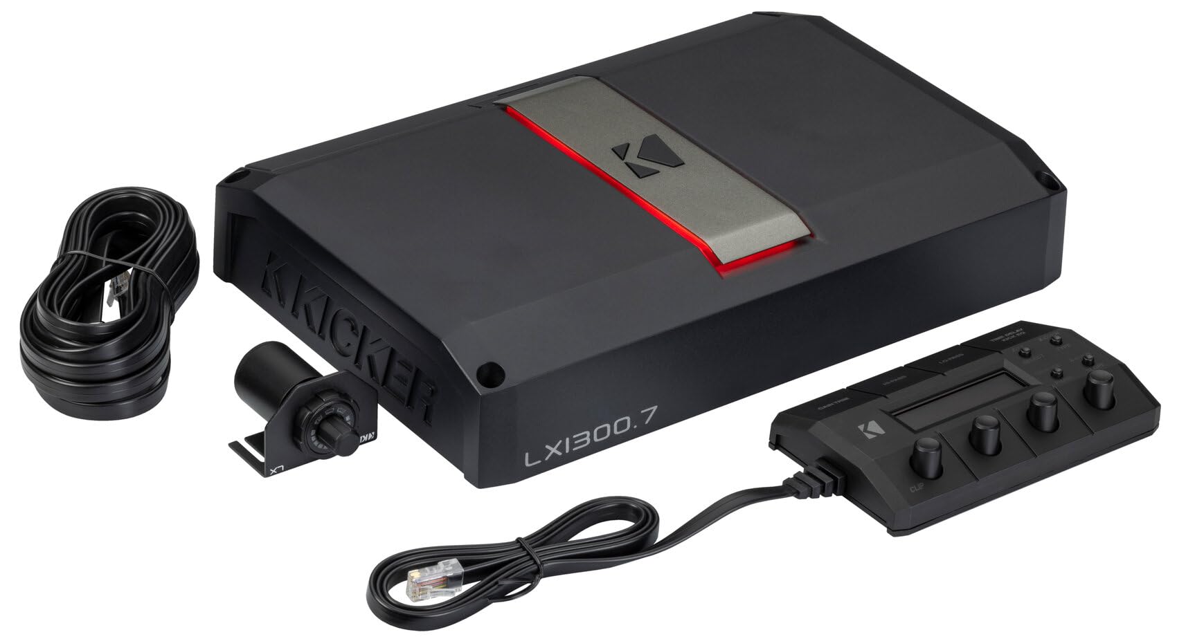 Audiosavings Bundle: Kicker 51LX13007 7-Channel Class-D Car Audio Amplifier Bundle with Rockville BASS Party 8 Dual 8