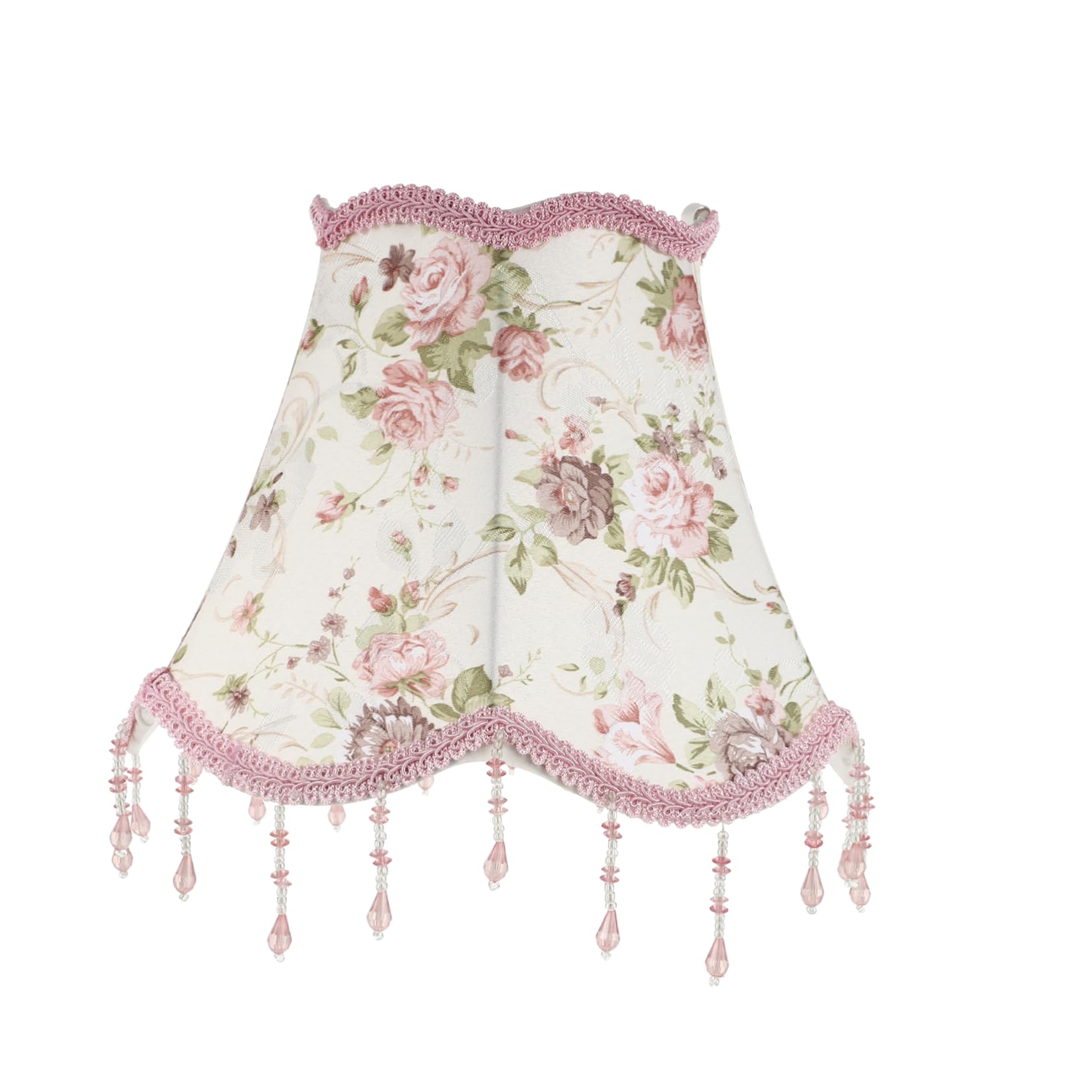 Artibetter Lamp Shade Bead Lampshade Clip on Chandelier Shade Bell Shape Lampshade Fringe Lamp Flower Lampshade Indoor Wall Lights Floral Lamp Cover Floor Lamp Frame Fabric The Flowers E27