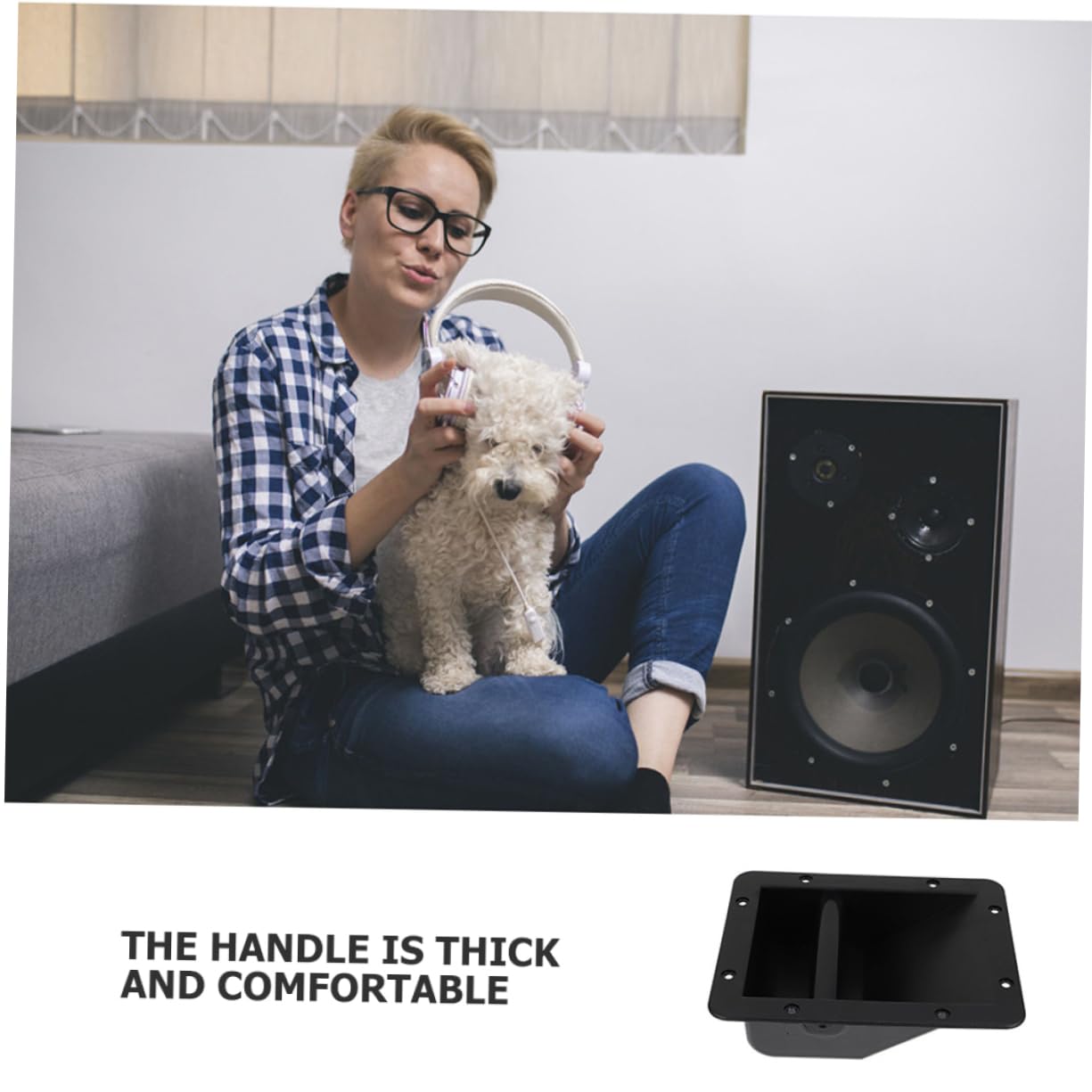 VILLCASE 4 Asas de Plástico Negras Mango Cómodo Pequeños Orificios para Altavoces Paquete de 4 Piezas Accesorios para Subwoofer y Puerta de Garaje