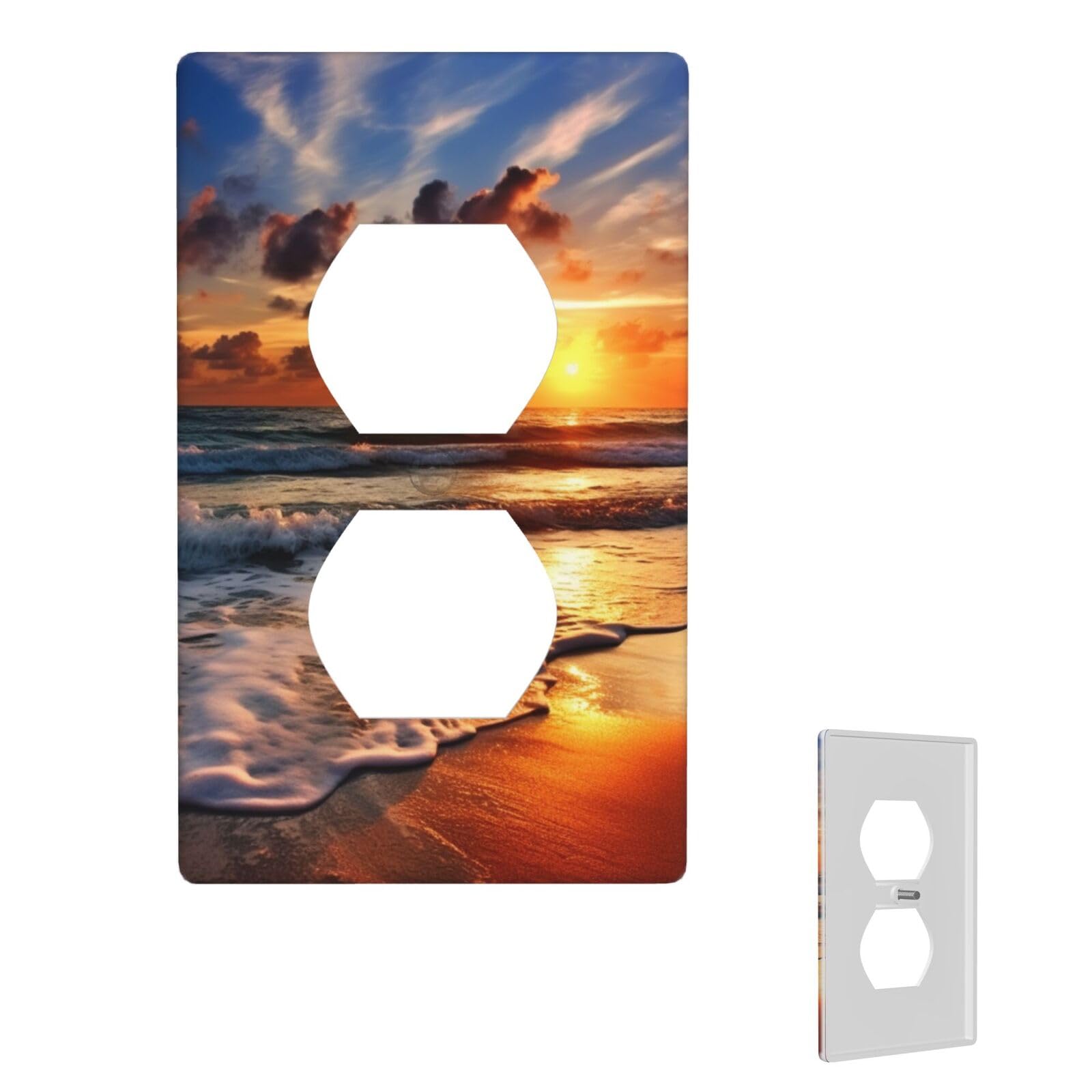 1-Gang Decorator Wall Plate Beach Sunrise Light Switch Cover Single Gang Receptacle Wall Plate Standard Size 4.5" x 2.76" Wallplate Unbreakable Polycarbonate Outlet Faceplates Cover