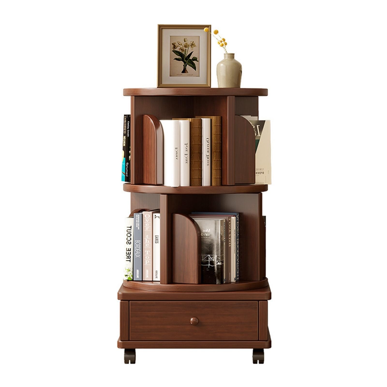 AYCDL Bookcase Bedside Rotating Bookcase 360 Degree Bookcase Movable Home Floor Narrow Bedroom Bedside Reading Shelf Display Shelf
