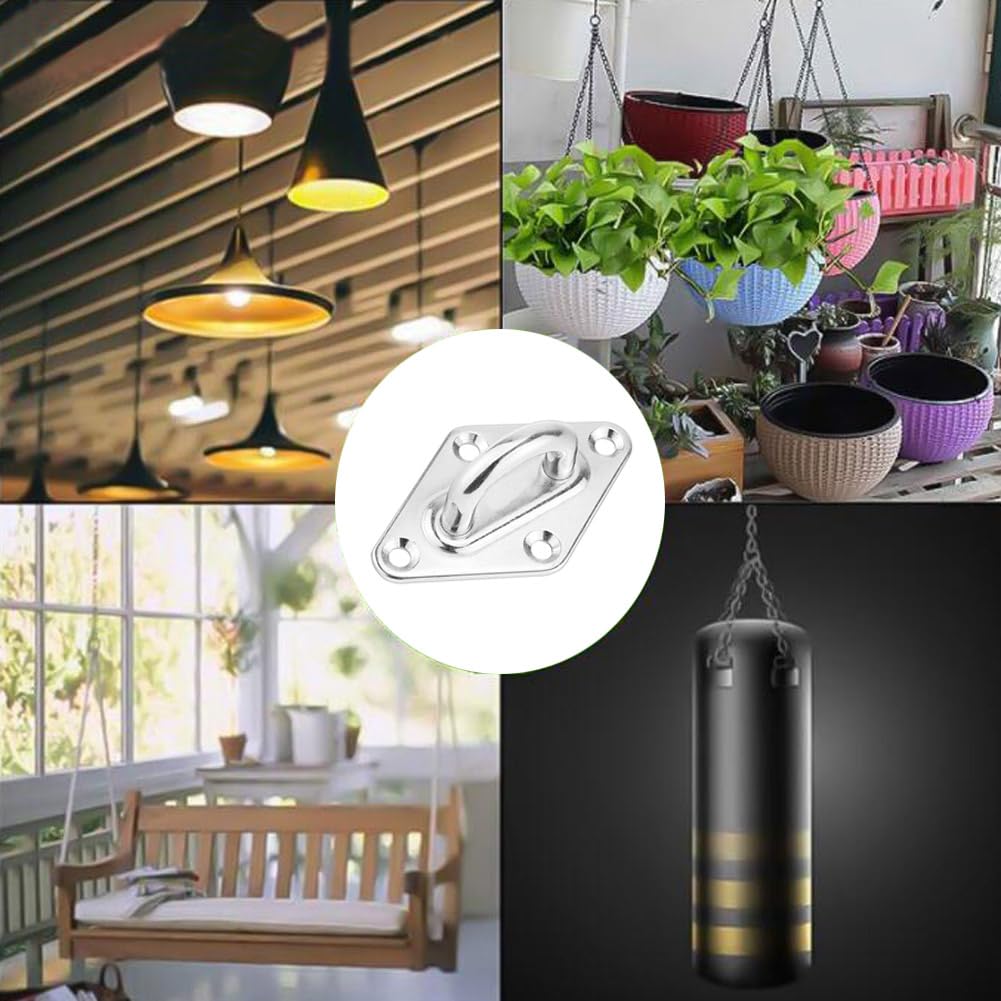 12 Pezzi M5 Piastra Oculare Piastra di Copertura in Acciaio Inox 304 Placca Oculare Ganci Piastra Ancoraggio Gancio da Muro con Occhiello Gancio Soffitto per Appendere Gancio Fisso