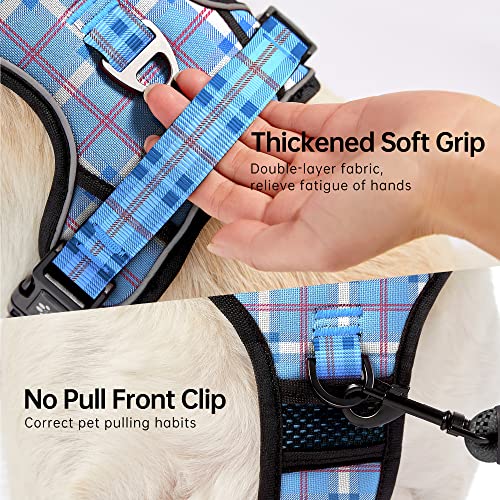 NESTROAD No Pull Dog Harness with Leash, Reflective No Choke Pet Vest Harness,Adjustable Soft Padded Dog Harness with Easy Control Handle for Medium Dogs(Checkered Blue,Medium) by NESTROAD - Used condition - Image 3
