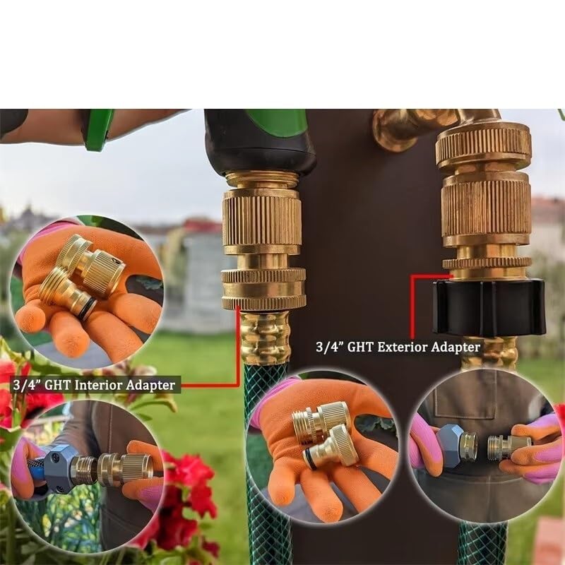 4 set di raccordi rapidi for tubo in ottone, connettore del tubo a rilascio, adatto for tubi da giardinaggio da 3/4", set di disconnessione rapida del tubo da giardino(US Standard)