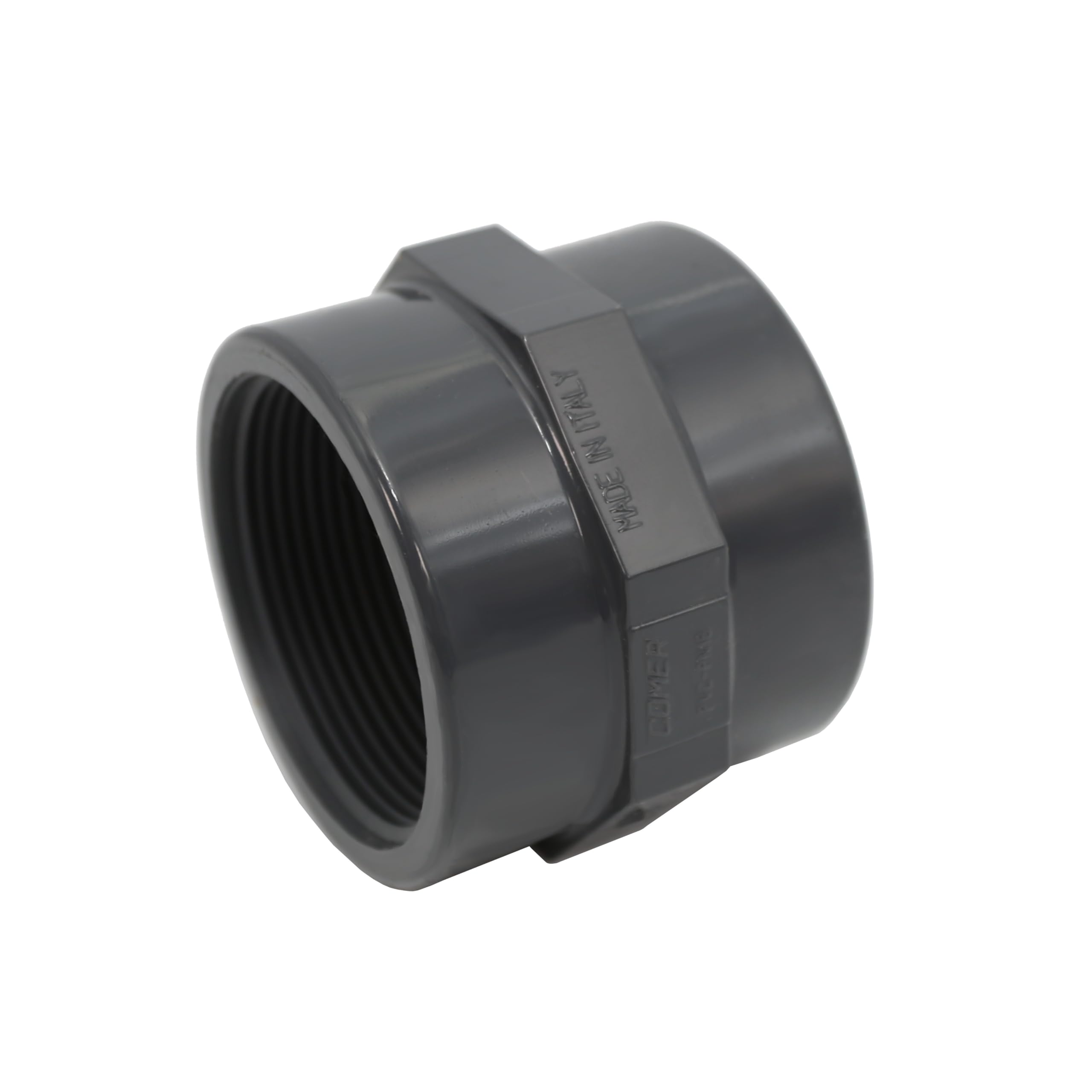 HAF® 2 manicotti filettati in PVC con 2 filettature interne da 1 1/2" | Manicotto di transizione in PVC grigio per raccordi tubi, tubi per piscine UVM. | 1,5 pollici | Qualità: Made in Europe