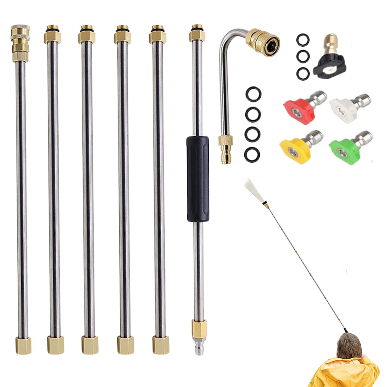 Alargador de alta presión | 276 bar Lanza para limpiador de de | presión, boquilla para máquina de limpieza, para jardín, terraza, patio, techo de hormigón