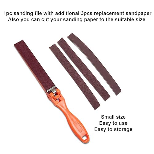 Miniatura 3 de OBOLTS - Lima plana con 4 tiras de papel de lija abrasivas precortadas reemplazables para madera, 1 paquete