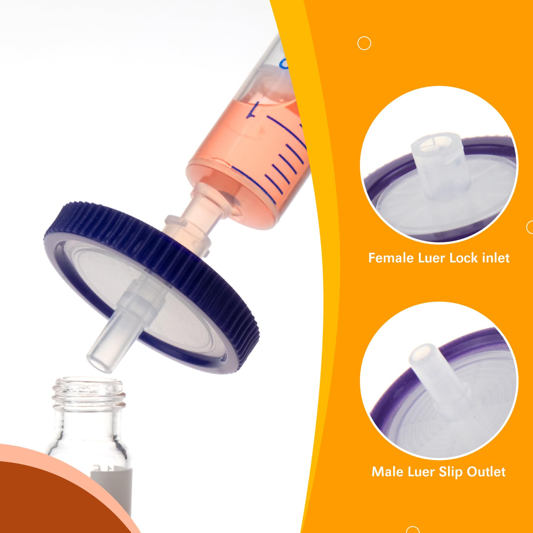 25mm Sterile Syringe Filter PVDF Hydrophilic Filtration 0.45um, 20 PCS — Amazon image 3