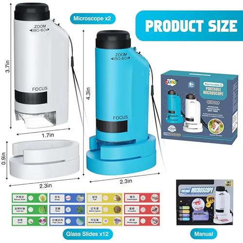 image for CUKU Portable Microscope for Kids Zoom 60x-180x,Handheld Mini Microsco