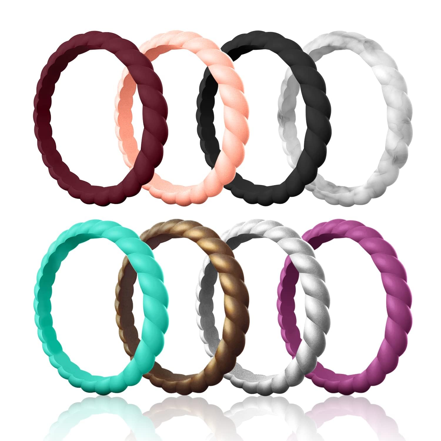 Egnaro Women's Silicone Anniversary Wedding Ring 2.5mm Wide 1.8mm Thick
