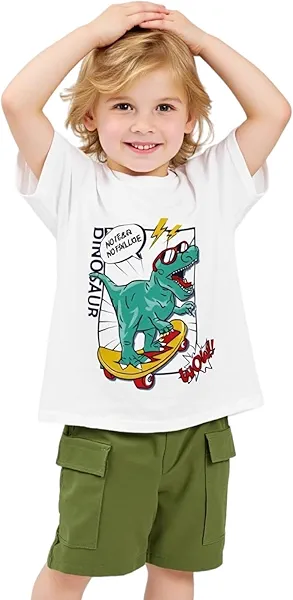 Little Bitty Toddler Boy Clothes Boys Summer Outfits Cotton Short Sleeve T-Shirt & Shorts Set 2-7Yrs