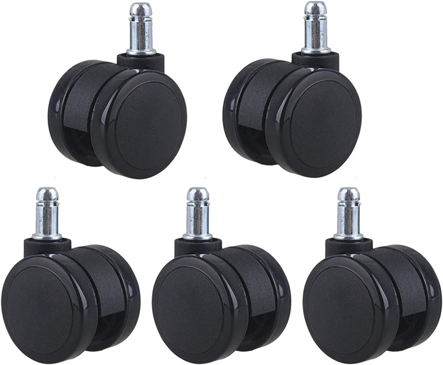 MOSHUO Furniture Caster,2" Black Metal PU Office Chair Swivel Casters Furniture Wheels Grip Ring Stem for Sofa Bed Goods Shelf Storage Rack Pack of 5