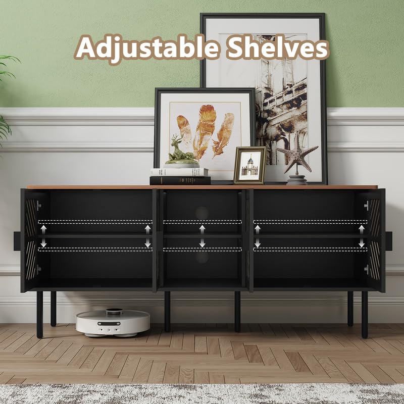 Image of ARTPOWER 55 inch TV Stands, Entertainment Center with Storage, Black
