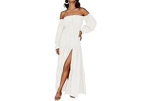 Women's 2024 Boho Off Shoulder Maxi Dress