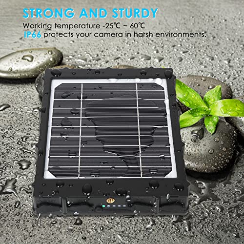 Folgtek 8000mAh Solarpanel 12V/1.2A, 9V/1.6A, 6V/2.4A Ausgang, Externer Eingang 5 V/2A IP66 Wasserdicht Tragbar Outdoor Wiederaufladbar Stromversorgung Solarpanel für Wildkamera, Überwachungskamera