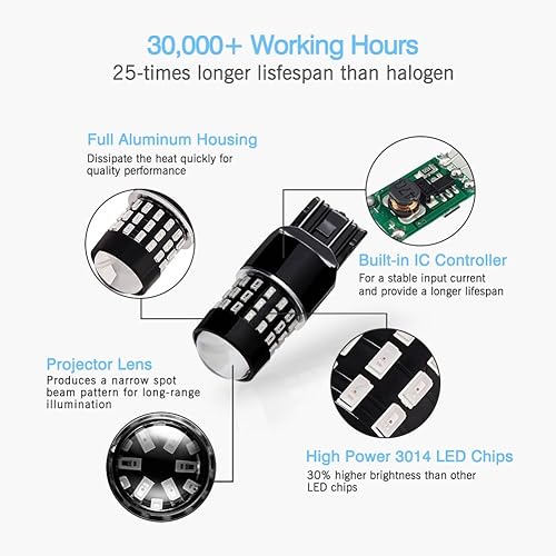 Vista 18 de 4 bombillas LED muy brillantes de 9 a 30 V 3014 54-SMD, color blanco xenón , Blanco Xenón