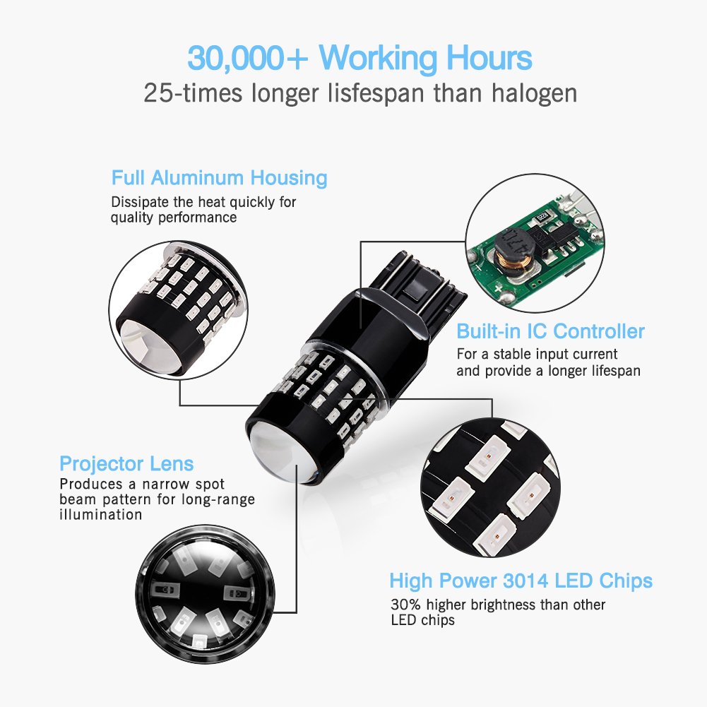 JDM ASTAR Super Bright PX Chipsets 7440 7441 7443 7444 992 LED Bulbs,Brilliant Red - View #7