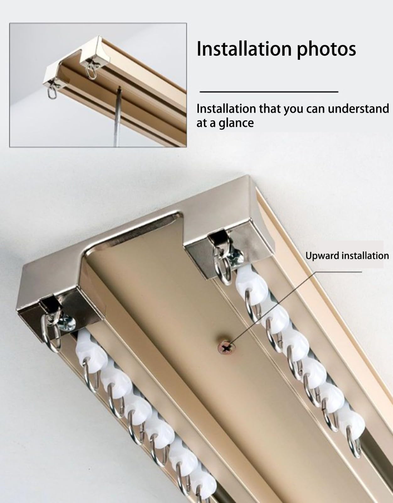 100-500Cm Vorhangschiene 2 Läufig Mit Komplettem Zubehör Deckenmontage Verbunden Gardinenschiene Aus Aluminium Gardinenstange Für Zimmer Trennwand Etagenbett Badezimmer Wohnzimmer