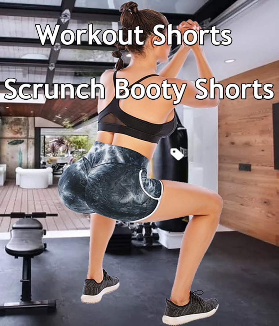 HOMETA Butt Lifting Booty Shorts for Women Scrunch Butt Shorts High Waisted Yoga Shorts Workout Gym Textured Ruched Shorts : Sports & Outdoors