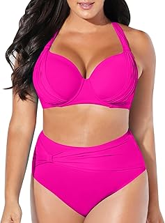 Tankini Mujer Traje de Baño Abdominal Swimwear Verano Dividido Traje de Baño de Dos Piezas para Mujer Color Sólido Gran Tamaño Sexy Bikini con Cintura Alta Camiseta de Tirantes Hombre Encaje