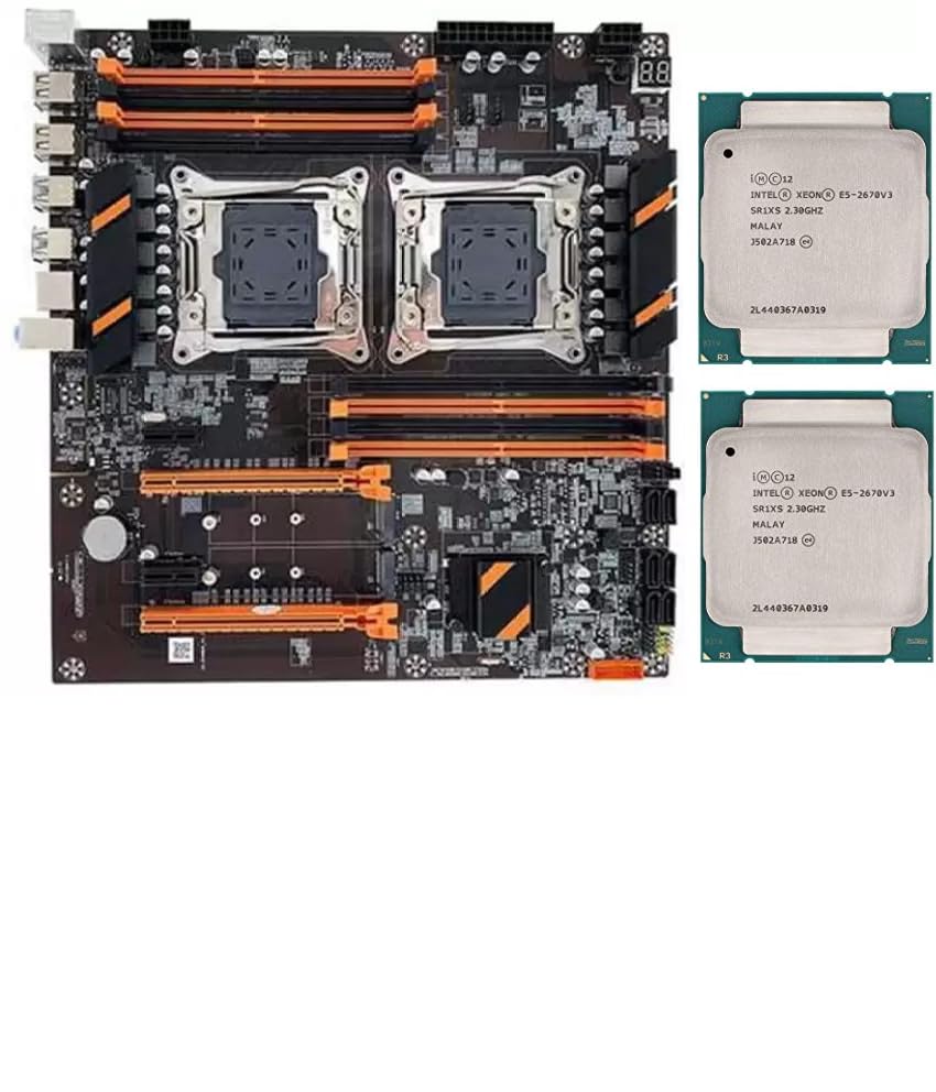 Generic X99 Dual CPU Motherboard LGA2011 Support DDR4 ECC Memory PCB Durable with 2XE5 2650 V4 CPU 12 Core 24 Thread Processor