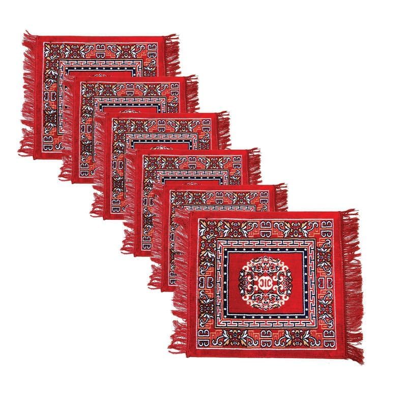 SriMaa Ventures Pack of 6 Medium Prayer Mat | Velvet Aasan Mat | Meditation Prayer Carpet Mat | Pooja Aasan Mat | Rangoli Square Prayer Mat | Traditional Prayer Mat-image-7