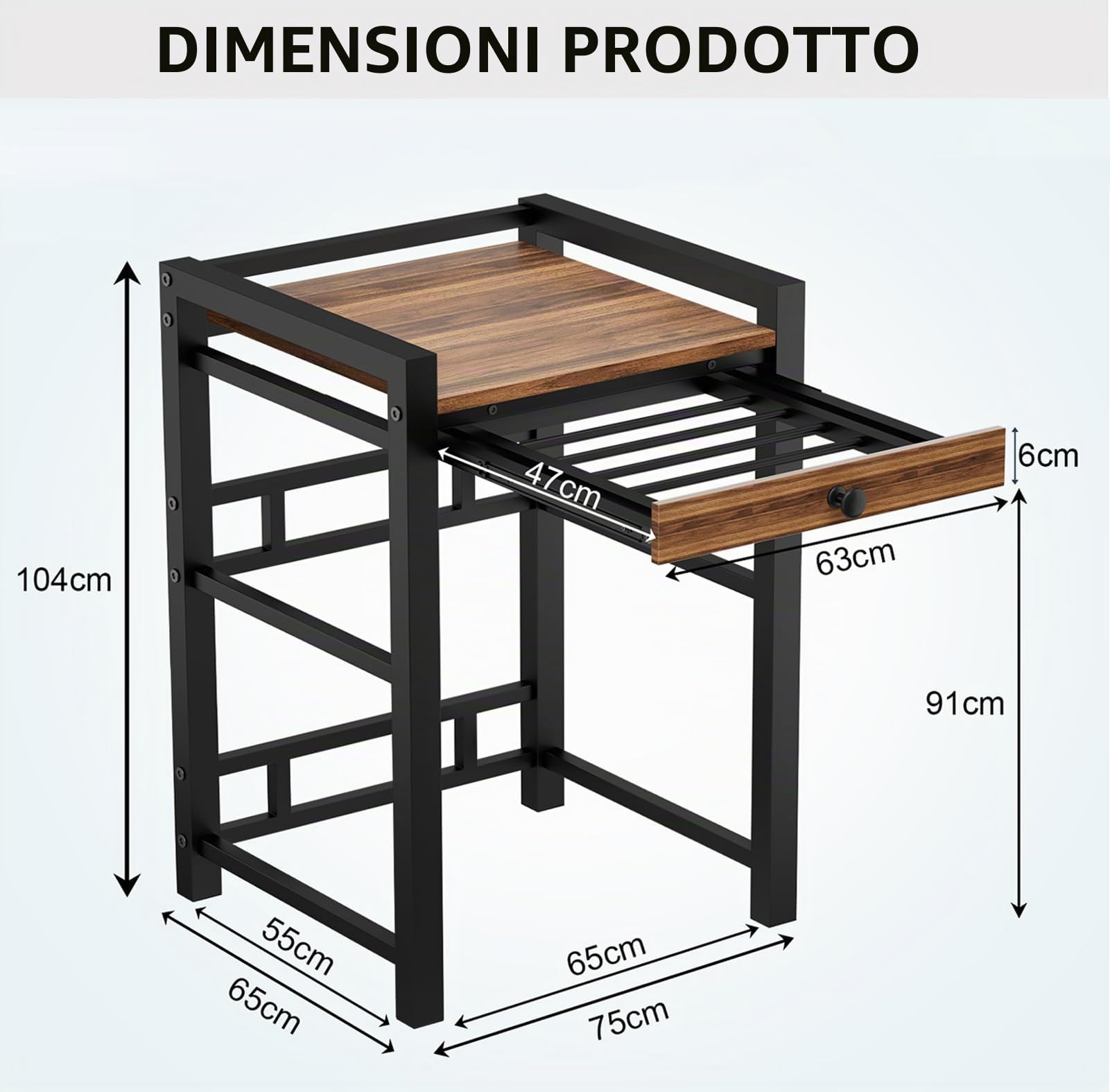 Mobile Lavatrice Asciugatrice con Cassetto, Scaffale Lavatrice Asciugatrice, Mensola per Lavatrice, Divisorio Lavatrice Asciugatrice, Portata 350 kg, 75x65x104cm