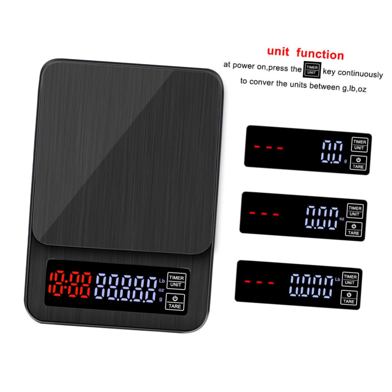 Báscula Digital de Cocina Pantalla LED con Temporizador y Sensores de Precisión, Capacidad 5kg sin Baterías Adecuado para Cocinar y Hornear