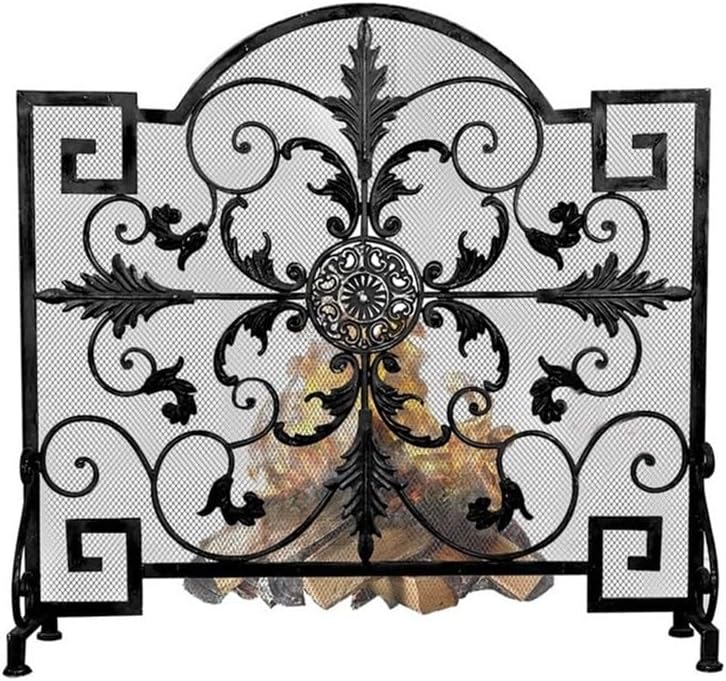 Fireplace Screen Black Retro Intricate Carved Hollow Out Fireplace Screen Living Room Partition Guardrail