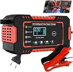 Carregador de Bateria Inteligente 12V Bivolt Para Carro Moto Caminhão – Display Digital LCD com Proteção Contra Curto, Sobrecarga e Superaquecimento | Linha Premium Automotiva