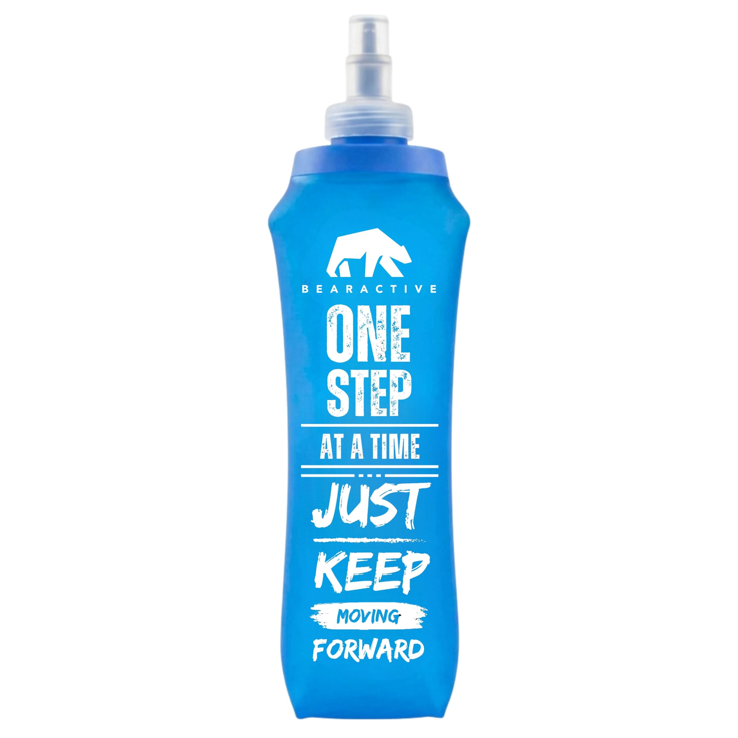 Bearactive Blue Lightweight Running Water Bottle Soft Flask 500Ml - Tpu Bpa Free Plastic, Leak Proof Foldable Collapsible Water Bottle For Running Vests & Belts (Style 1-1Pc 500Ml, )