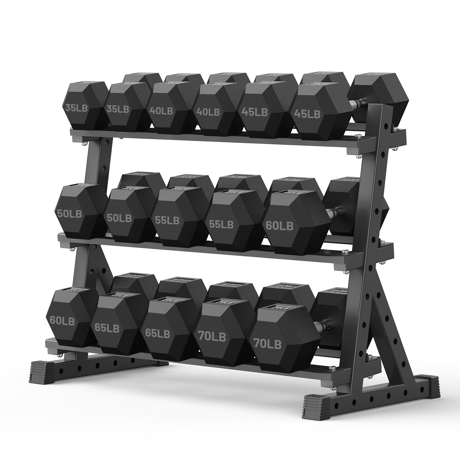 PAPABABE Dumbbell Set with Rack