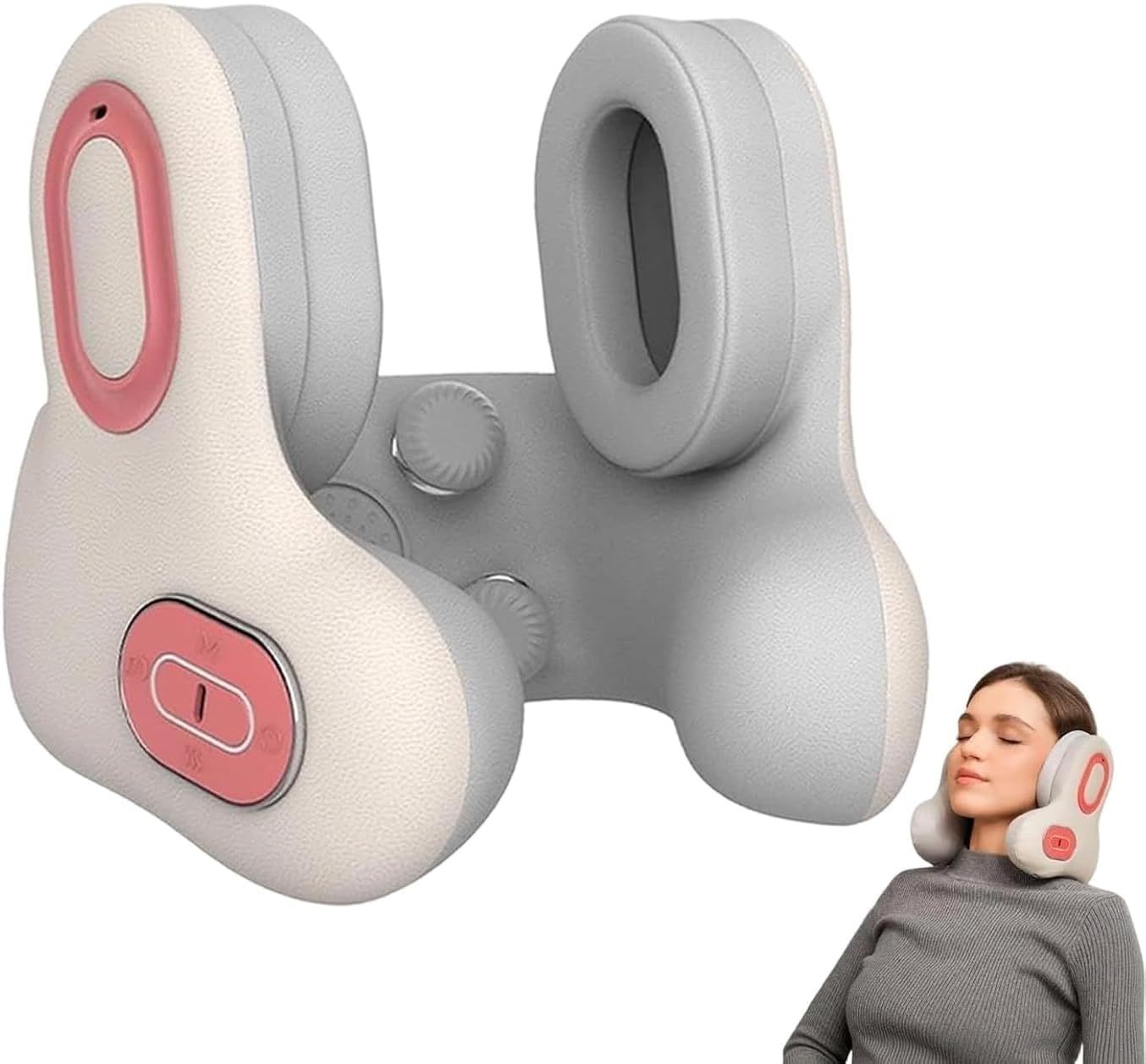 Almohada de Viaje Musical 3 en 1 Bluetooth con Calor y Masaje,masaje de cuello ANC, almohada portátil en forma de U,Coche y Descanso Diarioasaje