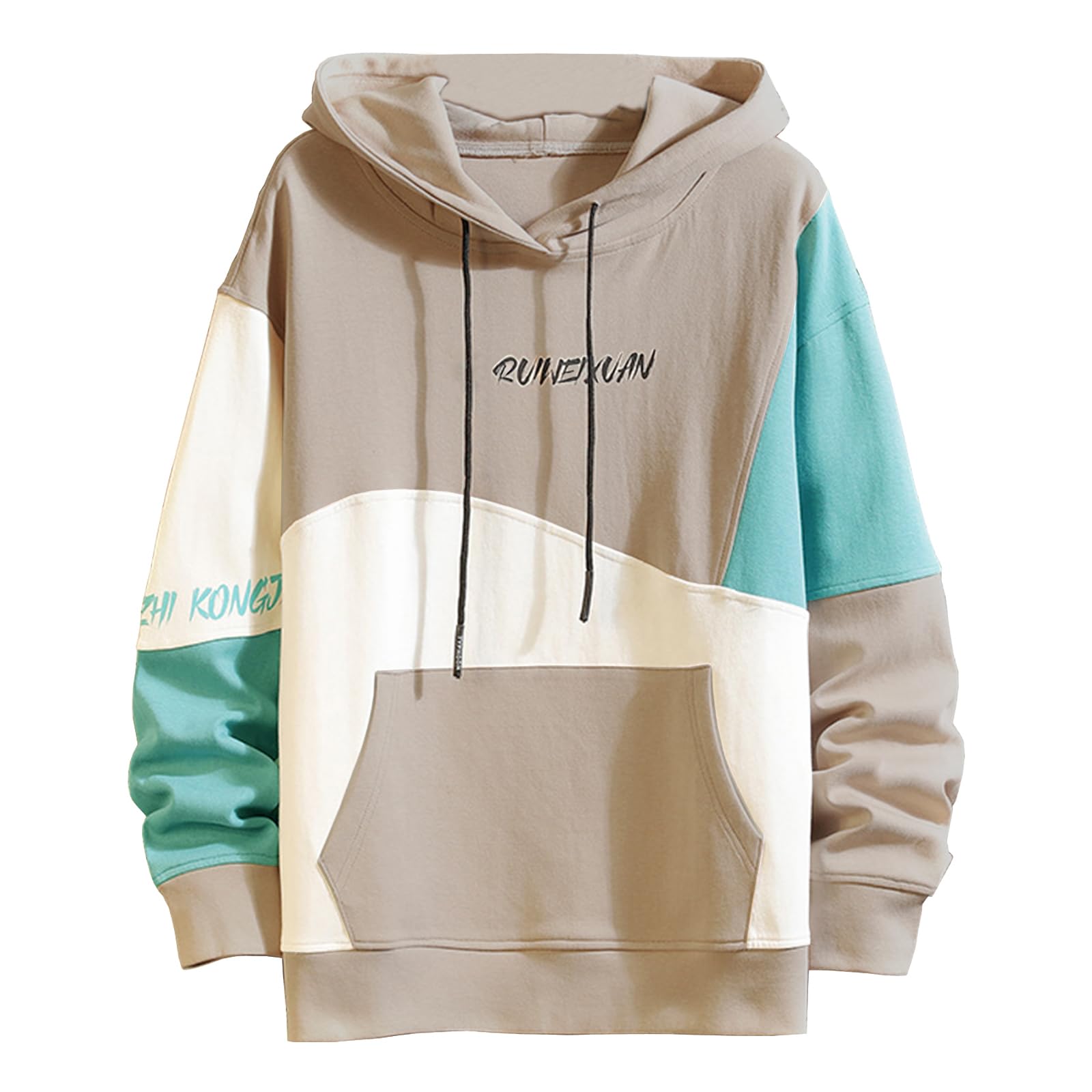 Covisoty Hoodie Herren Basic Lässiger Kapuzenpullover Langarm Sweatshirts Farbblock Pullover