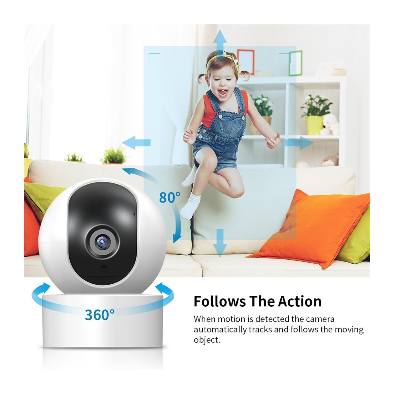 Sistema di Allarme di Sicurezza Domestica, Smart Alarm 1080P Telecamera Domestica di Sorveglianza Sicurezza IP Wireless con Controllo for Il Allarme Domestico(1080P ADD 64G Card)