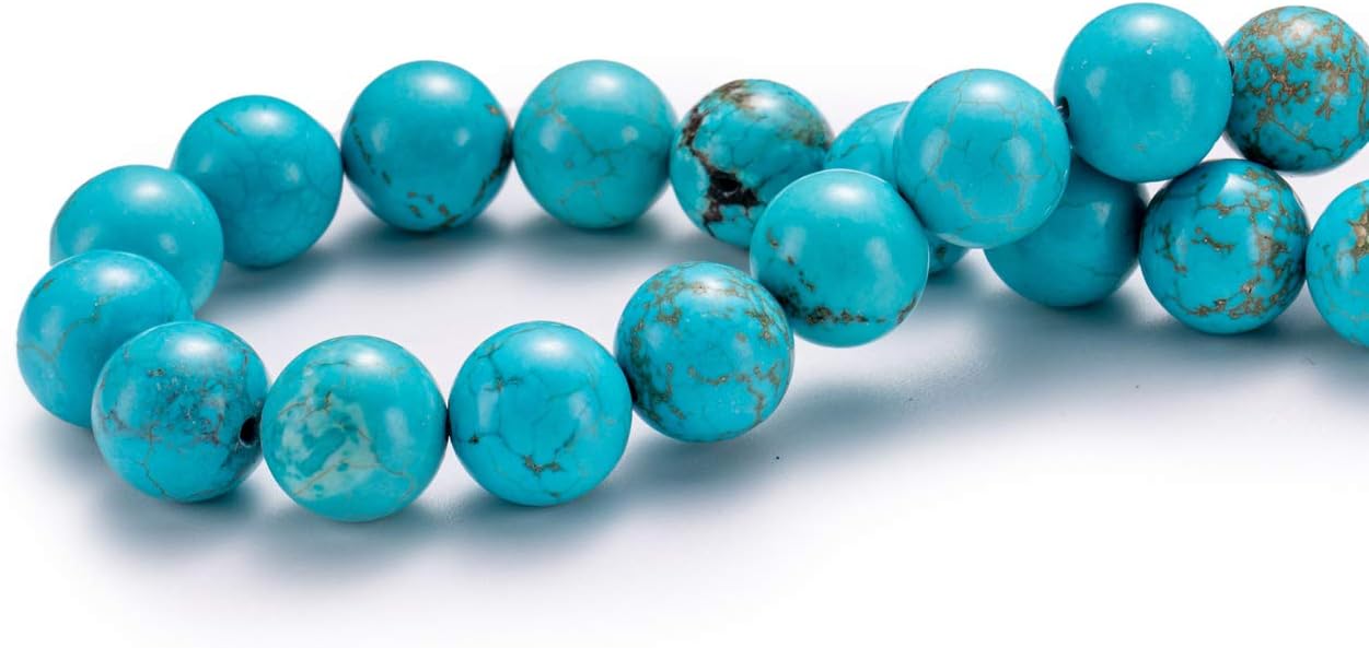 Natural Blue Turquoise Stone Round Loose Semi Gemstone Beads for Jewelry Making 6MM 61PCS Blue Turquoise 6mm