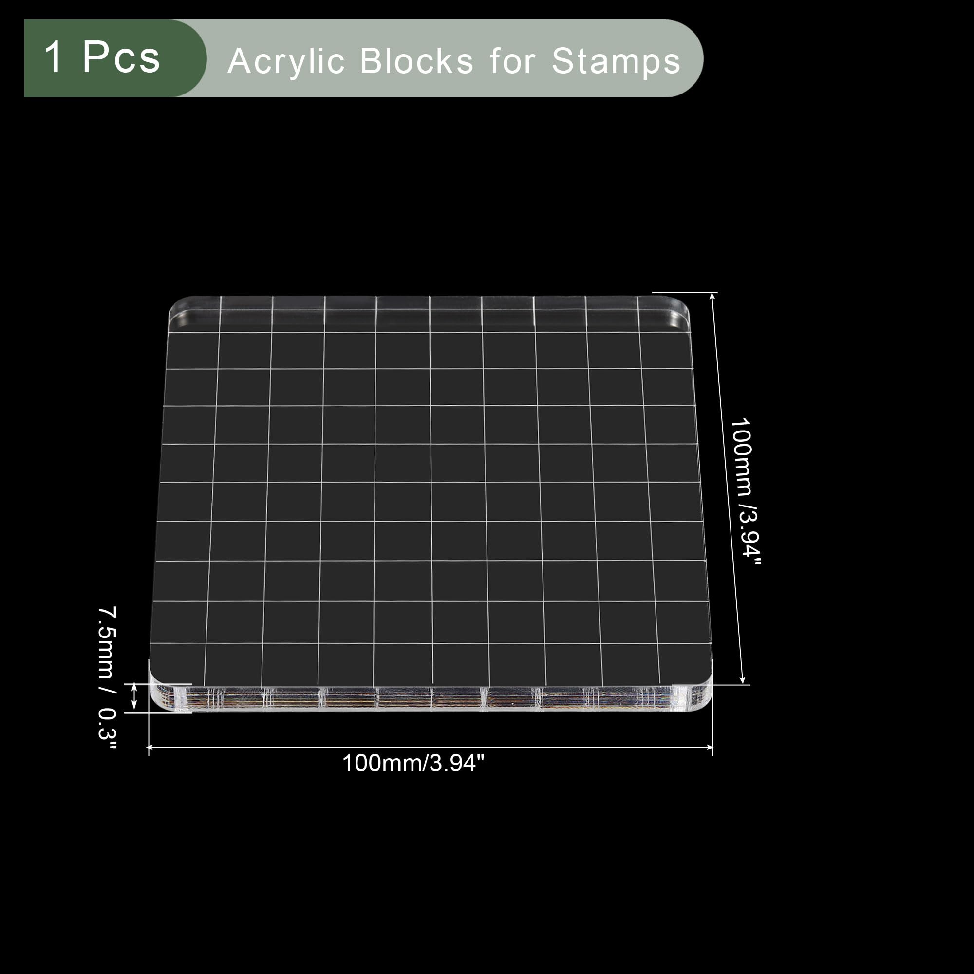 YOKIVE Acrylic Stamp Block with Grid Lines Decorative, Transparent Acrylic Blocks Square, Great for Daily DIY Crafts - Image 2