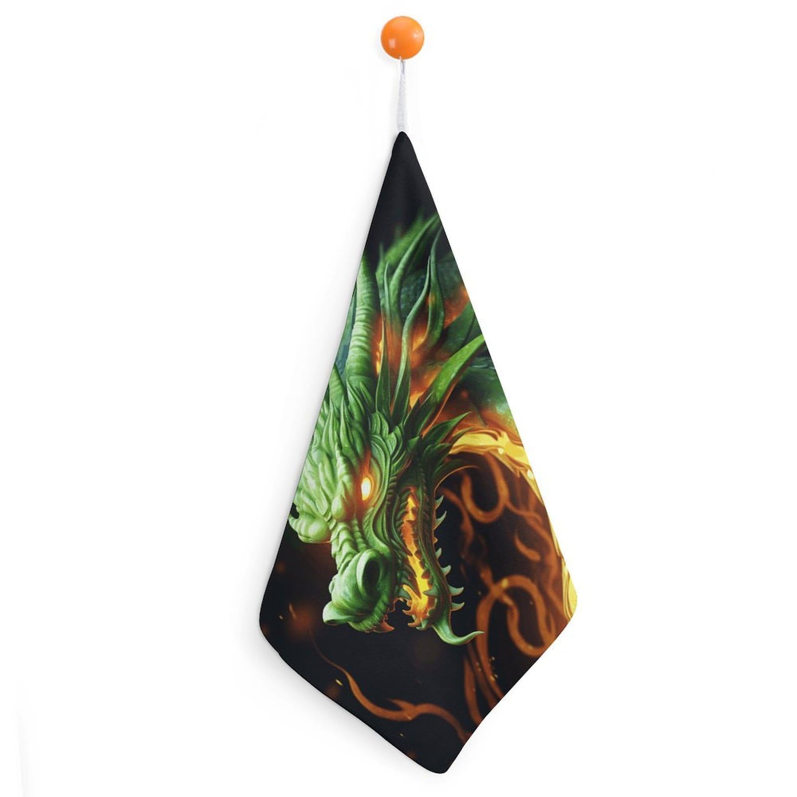 FodPand Chinese Dragon Hand Towels with Hanging Strap Fade Resistant Reusable Face Cloths Premium Dish Cloths Absorbent Washcloth Soft Small Towels for Kitchen Bathroom 11x11in